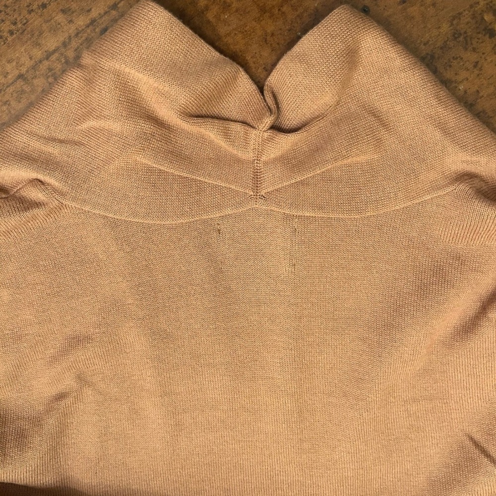 Lands End Womens Cardigan Sweater Size SP Pockets Open Front Camel Tan High Neck - Picture 8 of 10